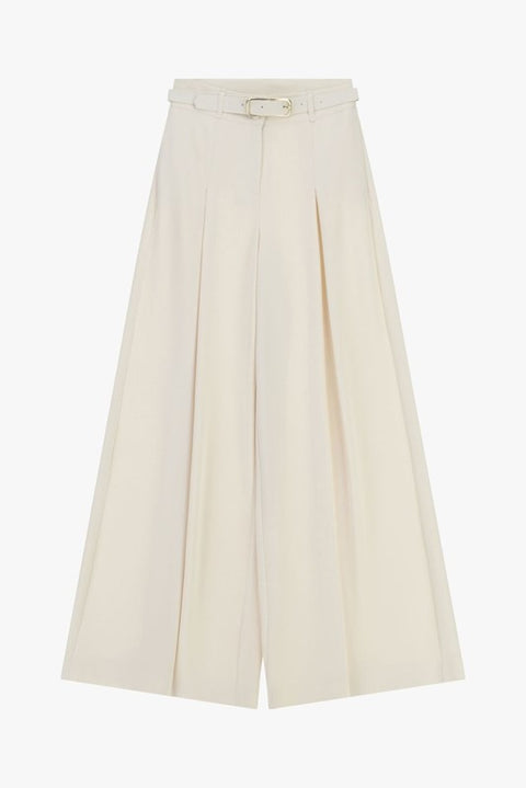 Pantaloni palazzo a vita alta con cintura