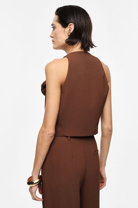 Gilet monopetto con fiore decorativo applicato