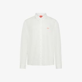 Camicia in lino e cotone bianco panna