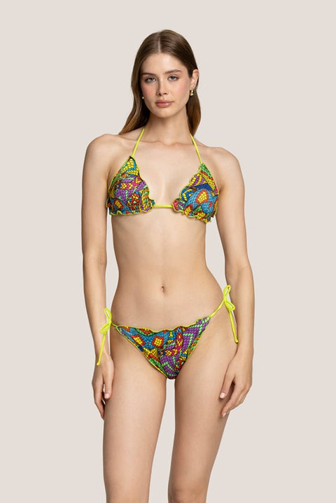 Triangolo e slip laccetti sbambolati snake skin