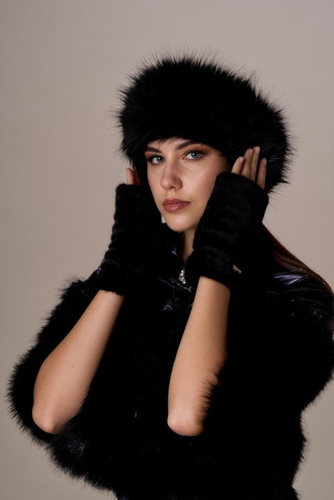 Guanti faux fur senza dita