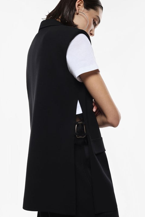 Gilet lungo con chiusura monopetto