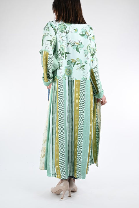Kimono lungo fantasia color acqua