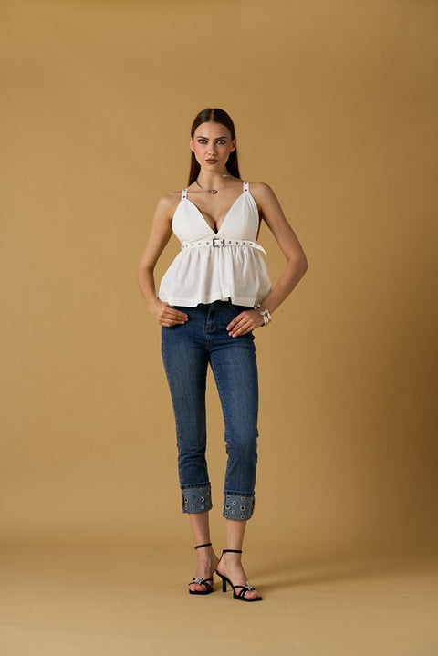 Jeans fondo anelli