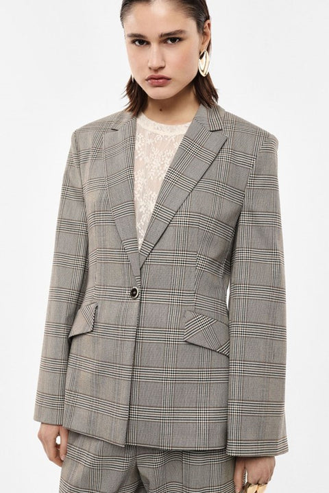 Blazer a quadri con chiusura monopetto e tasche