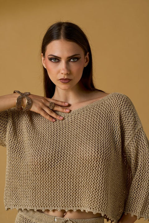 Maglia crochet lurex