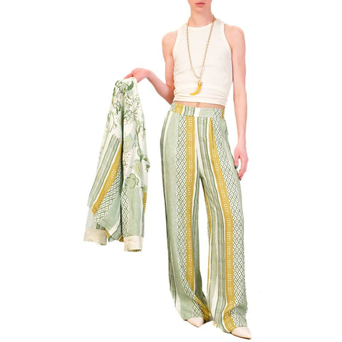 Pantalone fantasia  - acqua/verde/sal