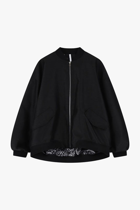 Giubbotto bomber oversize effetto satin con zip