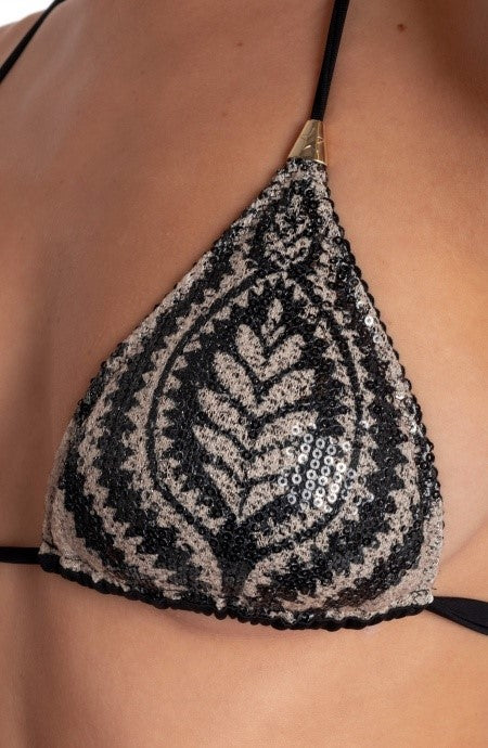 Bikini triangolo imbottito stampa paillettes