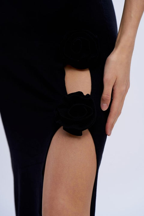 Abito maglia con rose