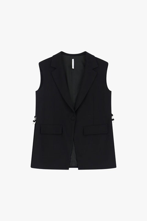 Gilet lungo con chiusura monopetto