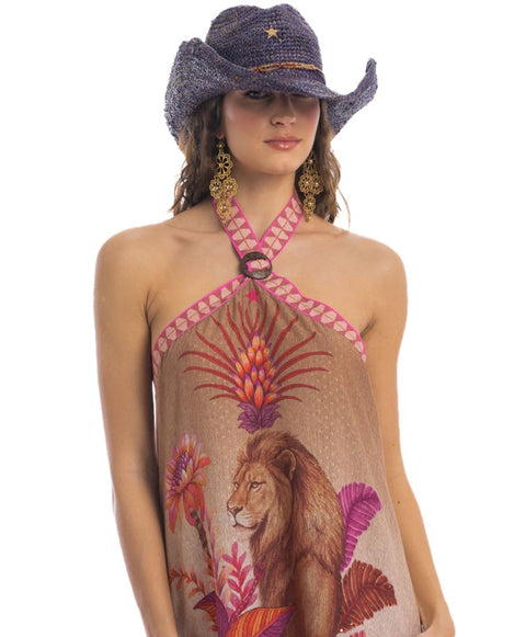 Abito lungo scollo americana lion