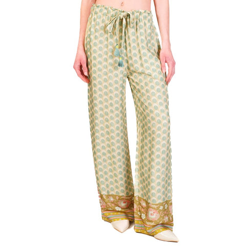 Pantalone fantasia verde acqua tiffany