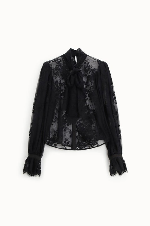 Camicia in pizzo con maniche lunghe