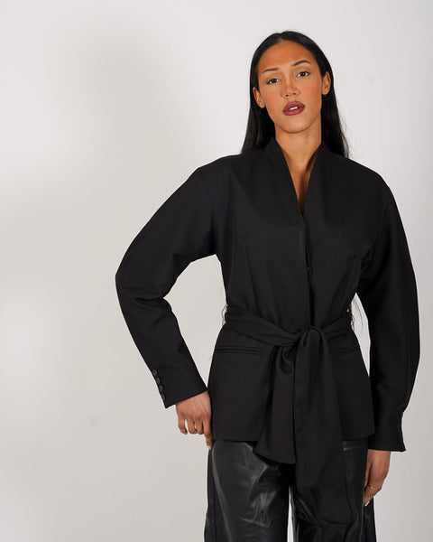 Giacca kimono manica over con cintura