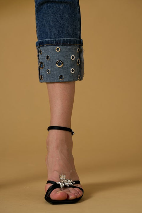 Jeans fondo anelli