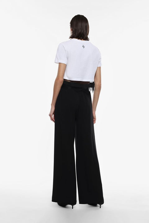Pantaloni ampi a vita alta con cintura