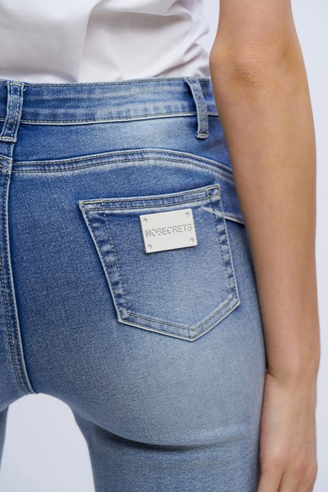 Jeans zampa cascata diamanti