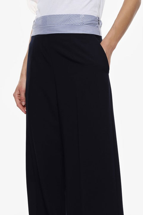Pantaloni palazzo a vita alta con vita a righe