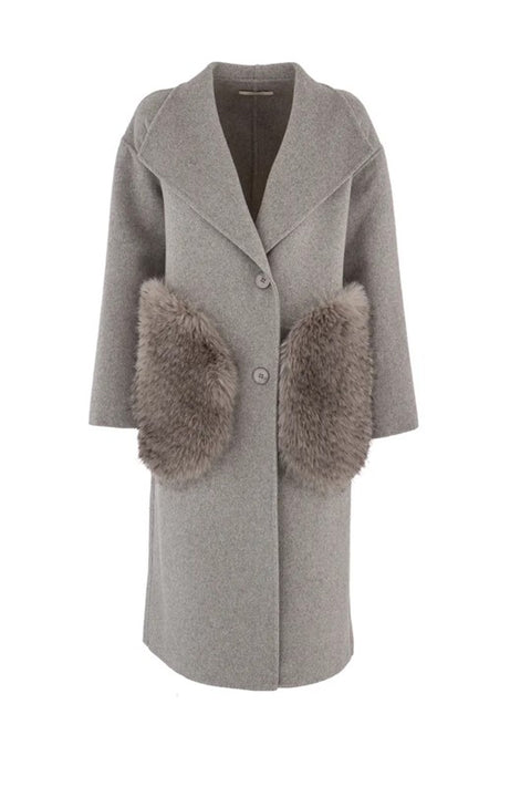 Cappotto in lana con tasche pelliccia