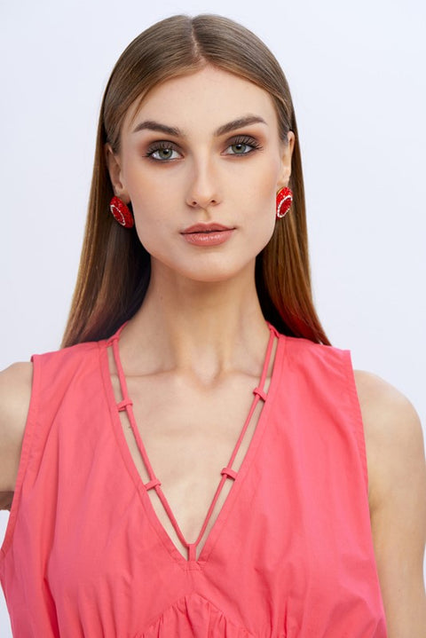 Abito corto cotone con string al collo