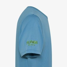 T-shirt in jersey di cotone blu avio