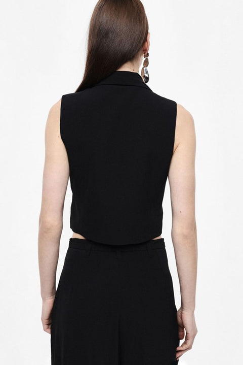 Gilet con rever e bottoni rivestiti