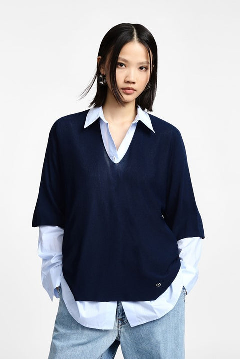 Maglia monocolour con scollo a v