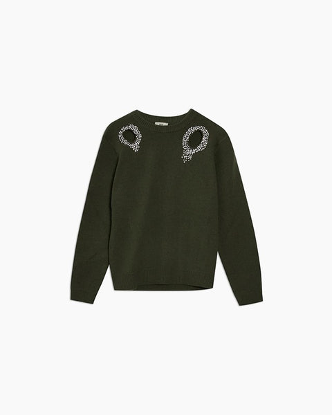 Maglione con inserti cut-out in strass