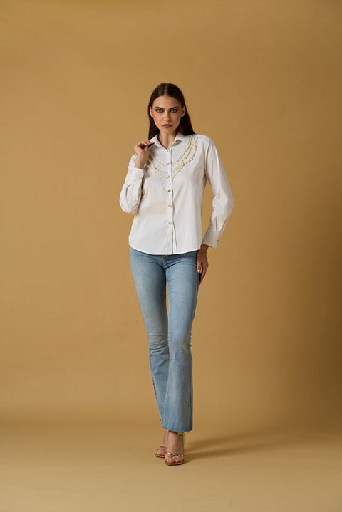 Camicia perle ricamo a mano