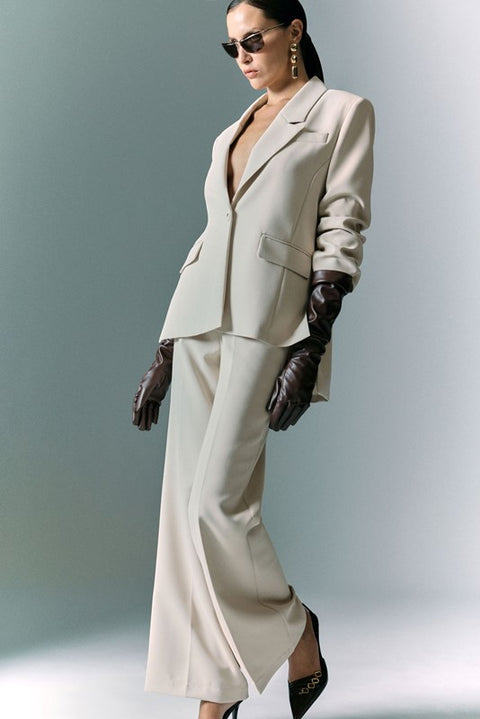 Pantalone vita alta crepe