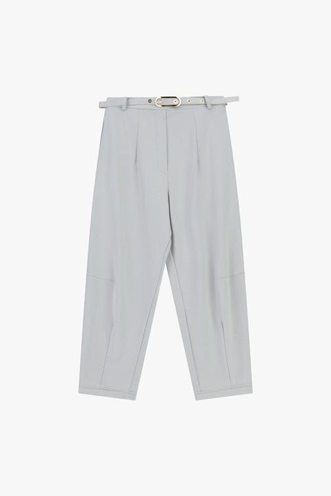 Pantaloni cropped con cintura decorativa