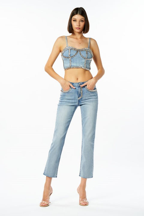 Jeans passamaneria diamanti