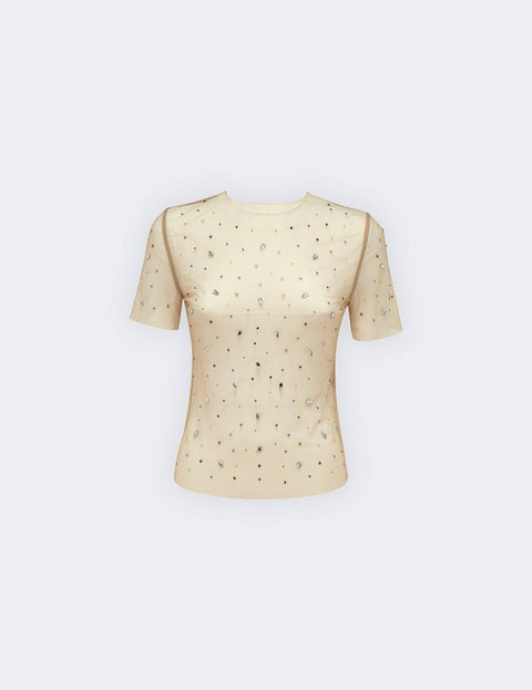 T-shirt trasparente con strass