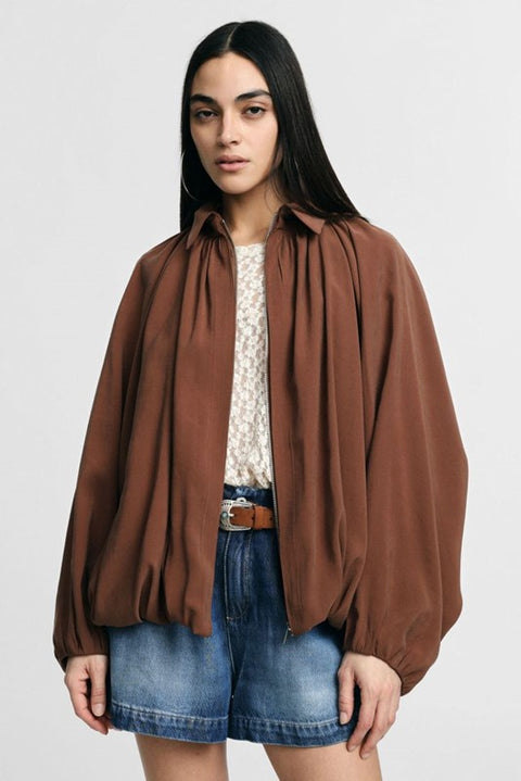 Bomber jacket ampia con zip e maniche ballon