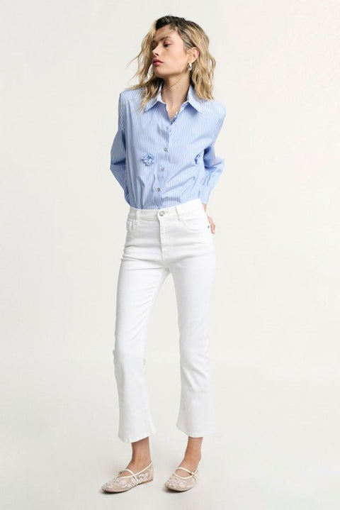 Pantaloni boot cut cinque tasche vita alta