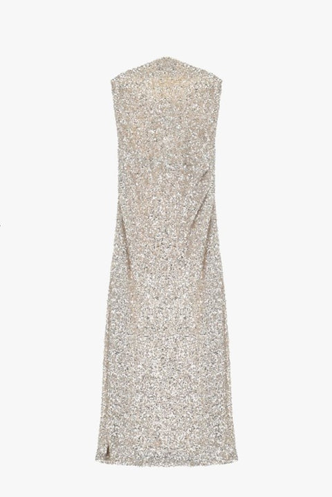Abito midi senza maniche con paillettes