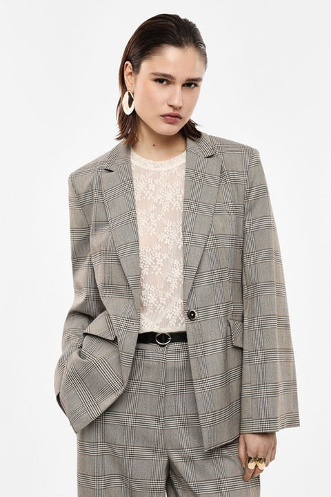Blazer a quadri con chiusura monopetto e tasche