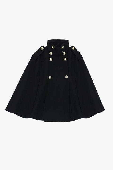 Cappotto a mantella doppio petto con spalline