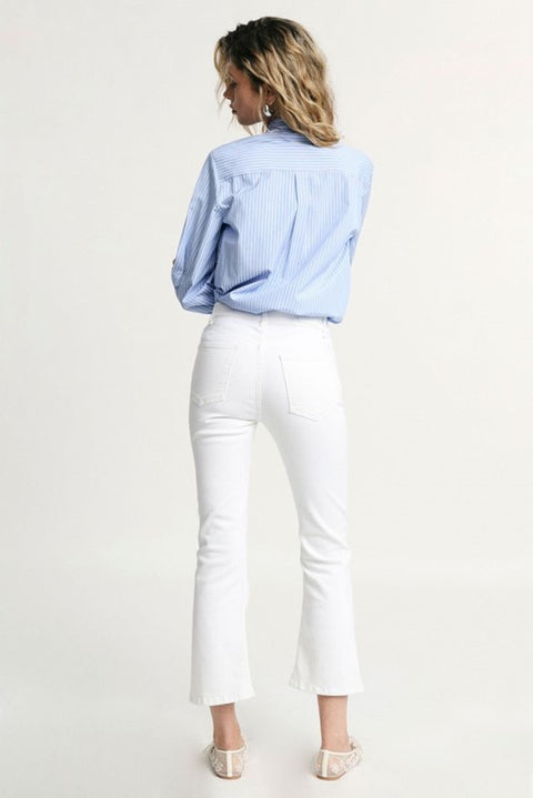 Pantaloni boot cut cinque tasche vita alta