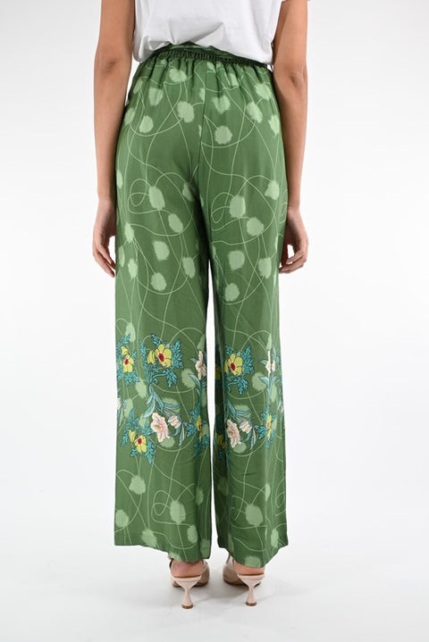 Pantalone floreale verde
