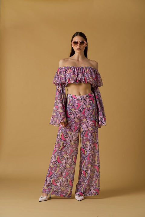 Pantalone voile stampato